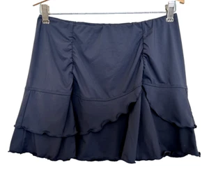 Athleta Tiered Lettuce Trim Short Ruffle Skirt Gray Size Medium Stretch Pull On - Picture 1 of 7