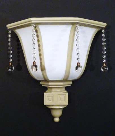 XL ART DECO VINTAGE MILK GLASS THEATER SCONCE GLASS DROPS RESTORED 1930s Cover