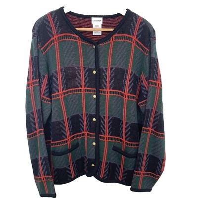 Chaqueta Suéter Vintage Medum Cuadros Bolsillos Abotonados Cuadrado Preppy Retro Oficina Foto 1 de 4