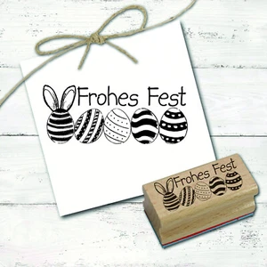Ostern Motivstempel Frohes Fest Stempel Ostereier Osterstempel Frühling 68x28mm - Bild 1 von 6