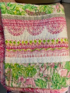 Pottery Barn Kids Lilly Pulitzer Twin Patchwork Quilt On Parade Pink Green - Picture 1 of 10