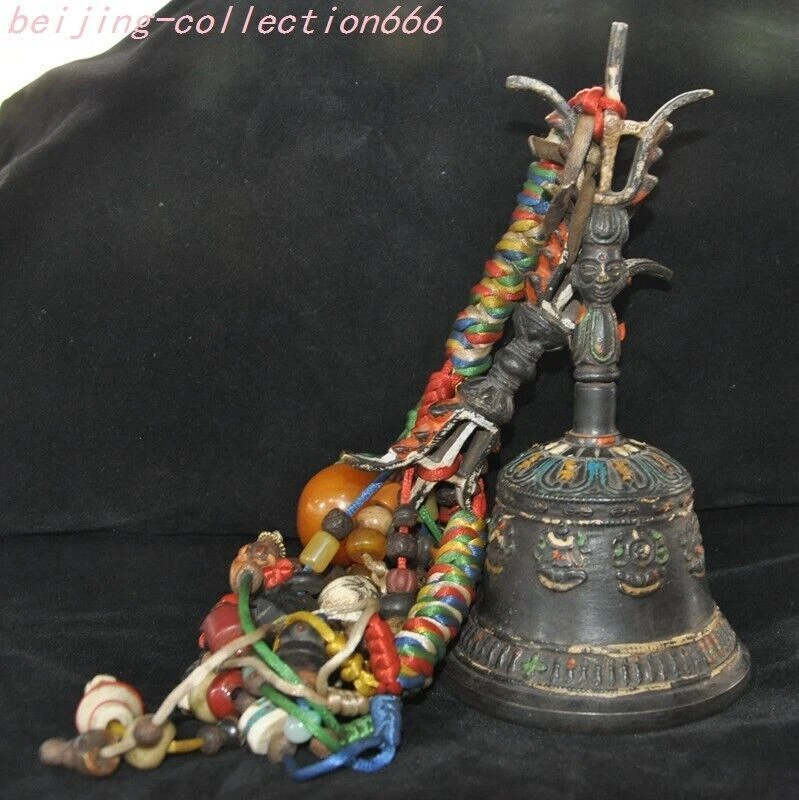 7,6"" Budismo tibetano bronce cera de abejas gema exorcismo Chung Zhong anillo la campana Foto 1 de 4