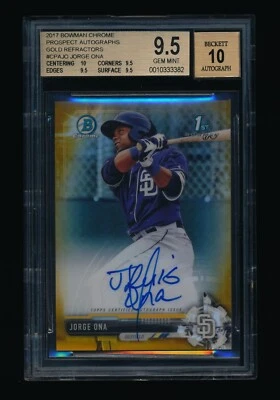 Jorge Ona 2017 Bowman Chrome Gold Refractor Auto /50 BGS 9.5/10 Nice Subs - Image 1 of 2