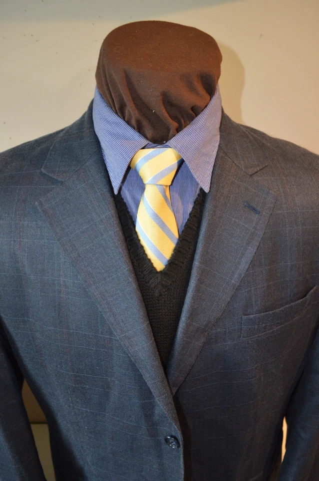 Michael Kors Hombre 3bt Azul Rojo Ventana Seda/Lana Abrigo Deportivo Chaqueta Blazer 44L Foto 1 de 4