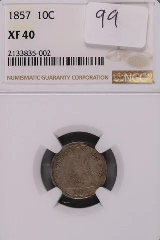 1857 Seated Liberty Silver Dime NGC XF-40 #5-002 Cover