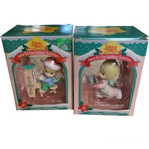 Vintage 90er 2 Precious Moments Home for the Holidays Weihnachtsschmuck in Box - Bild 1 von 6