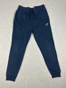 Gym Shark Men's Fleece Track Sweat Pants Size M Blue Stretch Waist Drawstring - Picture 1 of 14