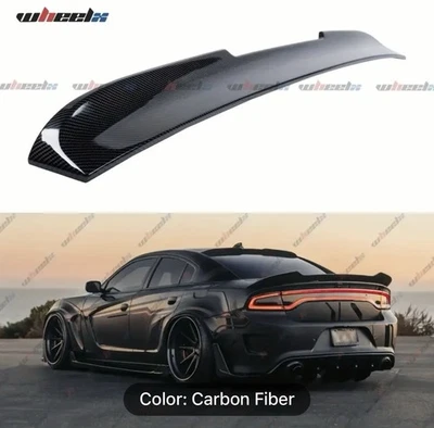 Para 2015-22 Dodge Charger estilo V2 porta-malas traseiro spoiler asa lábio fibra de carbono ABS - Imagem 1 de 4