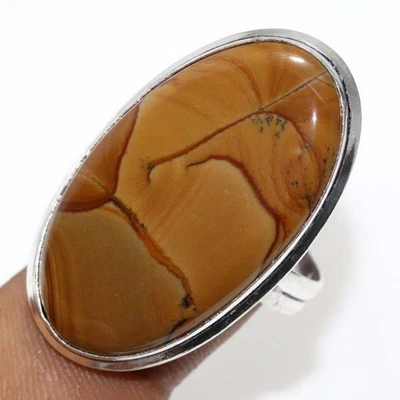 Tiger Eye 925 Silver Plated Gemstone Ring US 9 Independence Day Gifts AU d211 - image 1 of 3