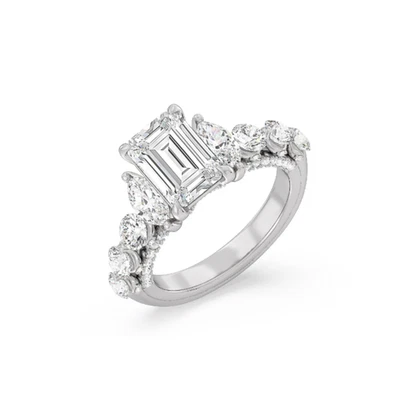 Platin Diamant Ring Lab Grown Smaragd 3,5 Karat IGI-zertifiziert PT950 E F VS - Bild 1 von 4