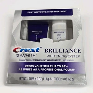 Kit de 2 pasos Crest 3D White Brilliance, pasta de dientes de limpieza profunda 4 oz blanca caducidad 26/02 - Imagen 1 de 4