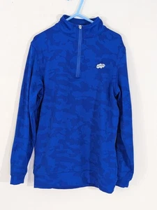 Peter Millar Golf 1/4 Zip Sweater Boys Performance Lightweight Blue Camo Sz S - Picture 1 of 7