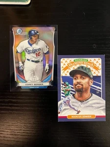 Tarjeta de novato Sp Corey Seager BOWAMN cromo negro/75 marcus semien 23/75 FIRE - Imagen 1 de 2