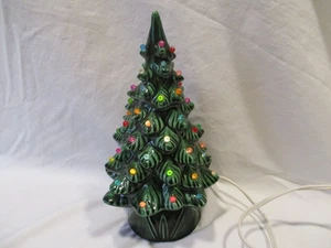 vintage miniature light base colored ornaments green ceramic 9" Christmas tree - Picture 1 of 10