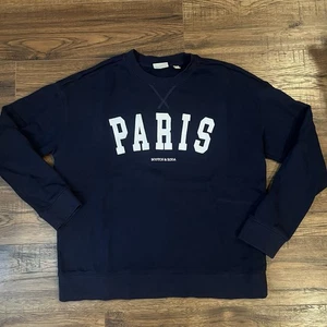 Scotch & Soda Womens Paris Navy Blue Crewneck Sweatshirt Medium Minimalist Comfy - Picture 1 of 5