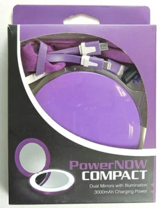 PowerNow Compact Dual Spiegel mit Beleuchtung 3000mAh 3 in 1 Ladekabel - Bild 1 von 2