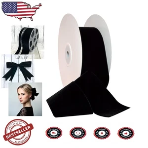 Swiss Craftsmanship: Black Velvet Ribbon 2 3/4" x 11 Yd - Luxe Textural Finish - Picture 1 of 6