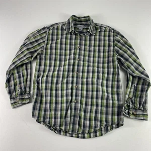 Carhartt Shirt Mens Medium Green Blue Plaid Button Down Workwear S218 MOS - Picture 1 of 10