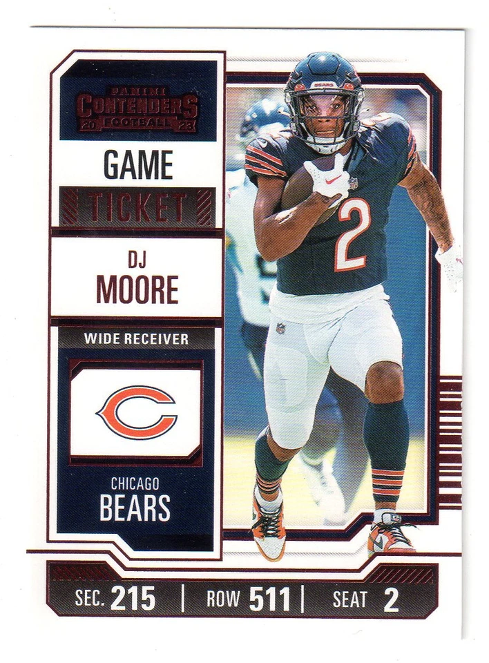 2023 Panini Contenders #18 DJ MOORE 'GAME TICKET' RED FOIL CARD! BEARS - Image 1 of 1