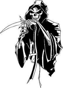 Grim Reaper Skull Scythe Blade Knife Car Truck Window Vinyl Decal Sticker - Foto 1 di 2