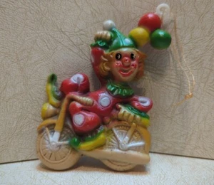 Clown on Motorcycle w/Balloons Christmas Ornament Plastic-Made in Hong Kong VTG - Bild 1 von 14