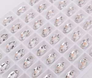 Vidrio Navette 5x10mm Cristal Blanco Coser Estrás Coser Gema Joyería - Imagen 1 de 6