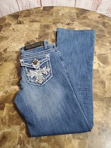 Rue 21 Premiere Denim Jeans Women's Size OS 5-Pocket Boot Mid Rise Daisy Flower - Picture 1 of 14