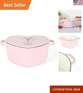 Martha Stewart Forno Olandese in Ghisa Smaltata a Forma di Cuore 4 Quart - Rosa - Foto 1 di 6