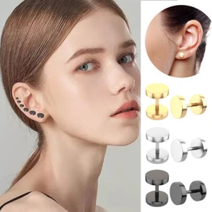 Aretes de acero hipoalergénicos con espalda plana para mujer hombre cartílago atornillado hacia atrás - Imagen 1 de 18