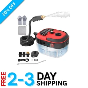 Red Portable High-Pressure Steam Cleaner - 1L Tank, Multiple Brushes Included - Picture 1 of 8
