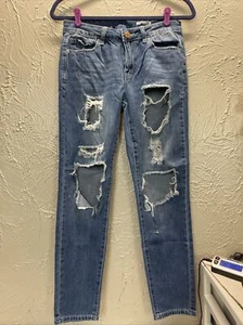 YMI Dream Jeans Junior Mid Rise skinny/DreamFit effetto invecchiato lavaggio scuro taglia 7 - Foto 1 di 8