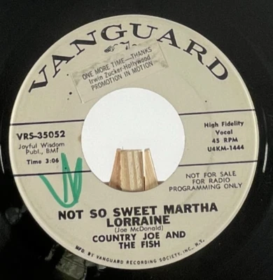 COUNTRY JOE THE FISH 45 NOT SO SWEET MARTHA LORRAINE / THE MASKED MARAUDER—VG - Image 1 of 4