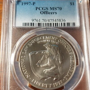 1997 Law Officers Commemorative Silver Dollar - PCGS MS70 - Picture 1 of 4