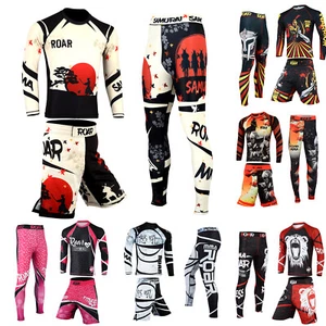 Pantaloncini ROAR BJJ Rash Guard & MMA Jiu Jitsu Spats NOGI Fight Wear Grappling - Foto 1 di 55