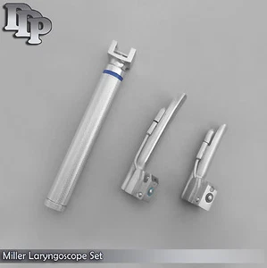LARYNGOSCOPE SMALL HANDLE AA + 2 MILLER BLADE #0 and #1 ENT ANESTHESIA SET - Picture 1 of 2