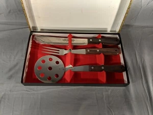 Vermco Spatula, Fork & Knife Set Stainless Steel Wood Handle Japan Vintage - Picture 1 of 3