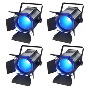 4Pack 200W COB LED Stage Lights w/ Barn Doors - DMX, RGBWA UV 6in1 Halloween - Picture 1 of 10