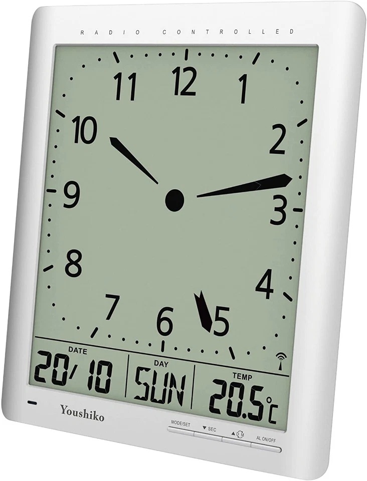 Radio Control Wall Clock  UK  and Ireland Version Digital Analog Style Silent - Image 1 of 4