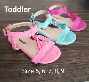 Toddler Girls Flat Sandals Size 5-9 Clearance Run Larger - Picture 1 of 3