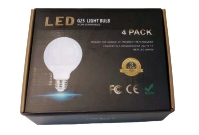 LED G25 Light Bulb 4-Pack Soft White 2700K 9W Non-Dimmable LED E26 USED - Image 1 of 4