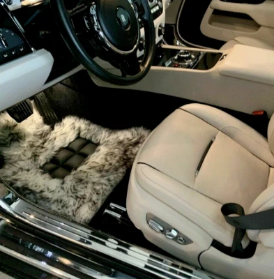 Genuine White Black Sheepskin Car floor mats Fits Rolls Royce Wraith or  Dawn - Image 1 of 4