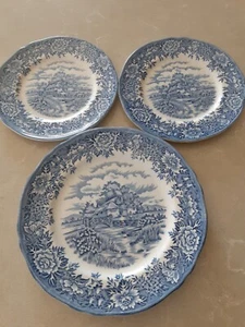 English Village by Salem China Co. Olde Staffordshire 1 salad, 2 bread plates - Picture 1 of 4