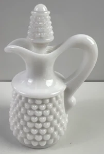 Fenton Hobnail Leche Vidrio Aceite Vinagre Cruet Jarra Botella con Tapón De Colección - Imagen 1 de 10