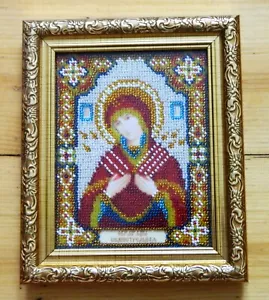 Icon Virgin Mary Mother of God Orthodox icon Christian icon Beaded embroidery - Picture 1 of 12