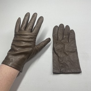 Vtg Neiman Marcus Dark Taupe Soft Leather Silk Lined Womens Gloves 7.5