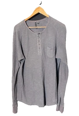 Joes Jeans Hombre L Punto Gofre Perla Snap Manga Larga Gris Henley Pullover Grunge Foto 1 de 4