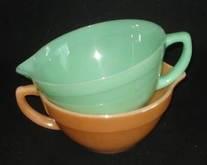 FIRE-KING - 2 pc. Peach Luster & Jade-ite BATTER Bowl Set - Picture 1 of 7