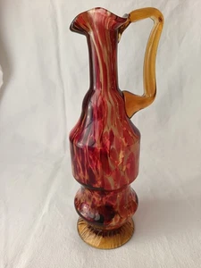 AIGUIERE VASE SOLIFLORE EN VERRE SOUFFLE MOUCHETE MURANO? CLICHY?  H.25CM - Imagen 1 de 6