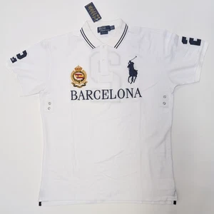 Ralph Lauren Barcelona Polo Team Shirt White #2 Rugby Big Pony Gold New Tag 6XL - Picture 1 of 4