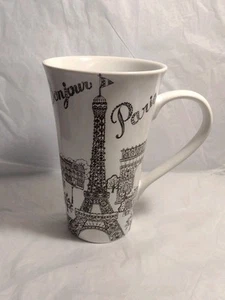 Eiffelturm LATTE BECHER VERDI Bonjour Paris St Szene B&W 22 Oz Porzellan Neu ohne Etikett - Bild 1 von 13